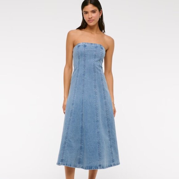 Abercrombie & Fitch Dresses & Skirts - Abercrombie & Fitch The A&F Mila Strapless Denim Midi Dress